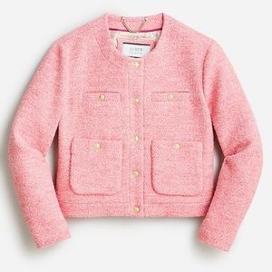 NWT J. Crew Cropped Lady Jacket Italian Wool-blend Bouclé Sz 4 Rouge Pink Rare
